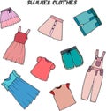 Stickers, set of elements summer clothing dress